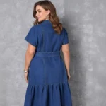 Short-Sleeve Button-Down Denim Dress - Image 4