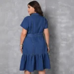 Short-Sleeve Button-Down Denim Dress - Image 3