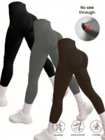 Women's Seamless High-Waisted Butt-Lifting & Tummy-Control Black Solid Color Leggings