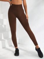 Women's Seamless High-Waisted Butt-Lifting & Tummy-Control Black Solid Color Leggings - Image 4