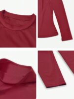 Women's Solid Color Casual Sports Top And Pants Set, Suitable For Daily Yoga And Workout - Image 2