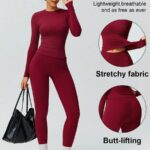 Women's Solid Color Casual Sports Top And Pants Set, Suitable For Daily Yoga And Workout